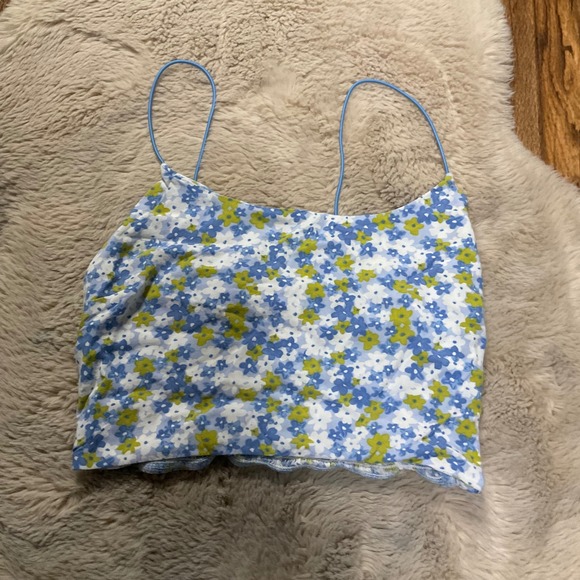 Kendall & Kylie Tops - Kendall & Kylie Tank Size Small Floral Blue Green Spaghetti Strap Womens Crop